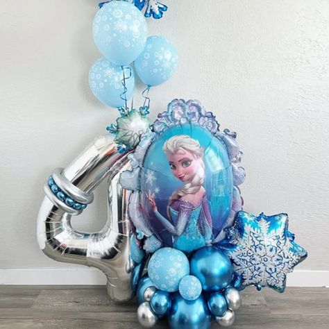 Frozen Balloons, Frozen Theme Cake, Balloons Decorations, Frozen Theme, Frozen Birthday, Balloon Bouquet, Balloon Arch, Balloon Garland, 4th Birthday