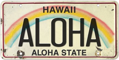 License Plate Art, Licence Plate, Vintage Aloha, Arte Van Gogh, Beach Room, Novelty License Plates, Aloha Hawaii, Vintage Hawaii, Plate Decor