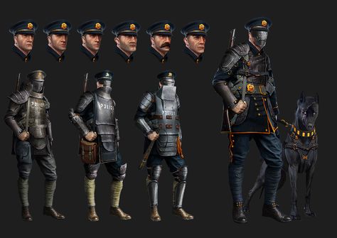 Steampunk Police, Fantasy Police, Police Design, Steampunk Armor, Call Of Cthulhu Rpg, Cyberpunk Armor, Steampunk Artwork, Apocalypse World, Game Studio