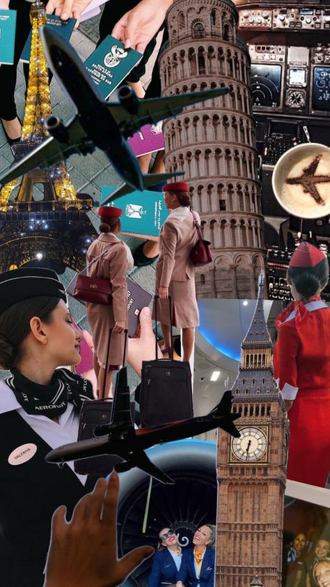 #myfirstshuffle Dream Collage Flight Attendant, Flight Attendant Collage, Stewardess Aesthetic Wallpaper, Future Flight Attendant Aesthetic Wallpaper, Flight Attendant Aesthetic Wallpaper, Airhostess Aesthetic, Flight Attendant Wallpaper, Cabin Crew Aesthetic, Flight Attendant Life Pictures