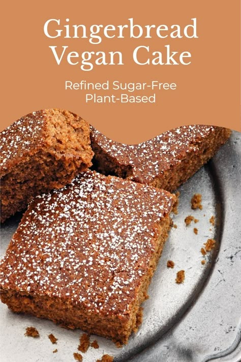 Vegan Gingerbread Cake Recipe - plant-based, refined sugar-free, wholesome, delicious! Low Fat Cake, Vegan Christmas Desserts, Gingerbread Cake Recipe, Vegan Gingerbread, Ginger Cake, Vegan Cake Recipes, Gingerbread Cake, Dessert Toppings, Bread Cake