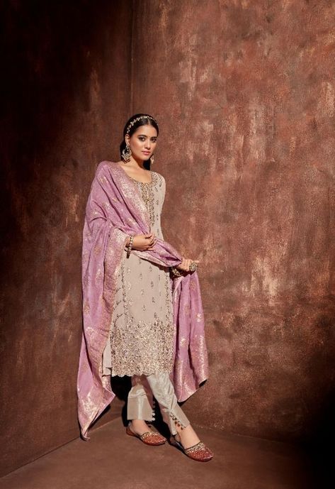 Mohini Rumeli 2201 - Georgette with Elegant Heavy Cording Embroidery Suit Pant Style Suits Indian, Cording Embroidery, Bridal Salwar, Durga Pooja, Celana Fashion, Embroidery Suit, Modern Hijab Fashion, Indian Party, Style Pant