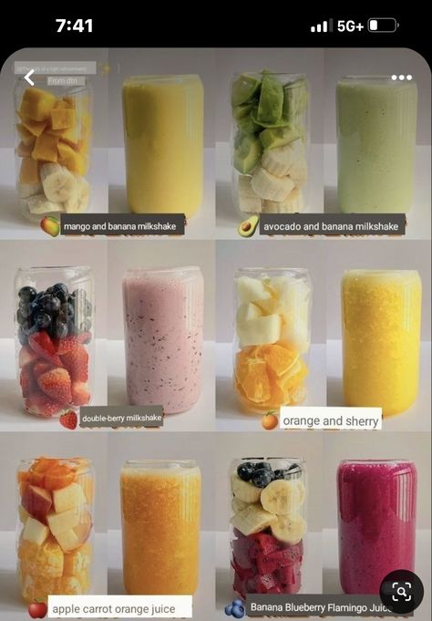 Healthy Drinks That Taste Good, Morning Drink Ideas, Sommer Mad, Resep Diet Sehat, Resep Smoothie, Healthy Juice Drinks, Smoothie Ideas, Fruit Smoothie Recipes Healthy, Homemade Smoothies