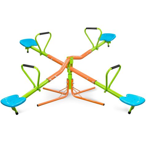 PRICES MAY VARY. Rotating Fun: Enjoy 360-degree rotation on this sturdy plastic seesaw, adding a thrilling twist to traditional play structures. Kids aged 3 and above can safely experience spin-filled excitement right in their backyard. Four-seat Design: With seating for four, friends can join in on the seesaw fun simultaneously, promoting social interactions and teamwork among kids. This spacious design encourages group play and cooperative playtime experiences. Age-Appropriate Fun: Designed fo Kids Seesaw, Princess Adventure, Teeter Totter, Playground Set, Daycare Ideas, Play Equipment, Outdoor Playground, Playground Equipment, Outdoor Toys