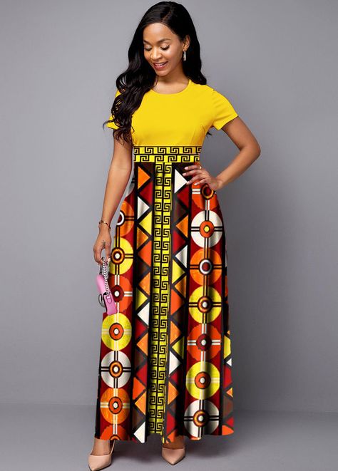 Swimsuits Women, Short Sleeve Maxi Dress, Dress Sleeve Styles, Short Sleeve Maxi Dresses, Bohemian Print, Yule Decorations, Ankara Fabric, African Dresses, African Dresses For Women