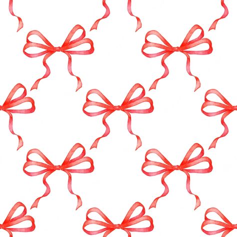 Ribbon Pattern Design, Christmas Bow Illustration, Bow Illustration Ribbon, Red Bow Wallpaper, Red Design Background, Ribbon Reference, Packing Illustration, Christmas Prints And Patterns, Water Colour Pattern