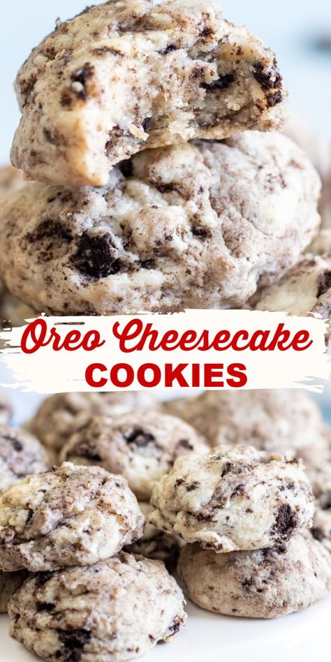 Oreo Cookies With Cream Cheese, Oreo Cream Cheese Cookies 5 Ingredient, Cookies And Cream Cheesecake Cookies, Sugar Cookie Dessert Recipes, Cookie Recipes Cream Cheese, Cream Cheese Oreo Cookies, Cookies With Cream Cheese In Them, Cookies And Cream Pudding Recipes, Oreo Cookie Cookies