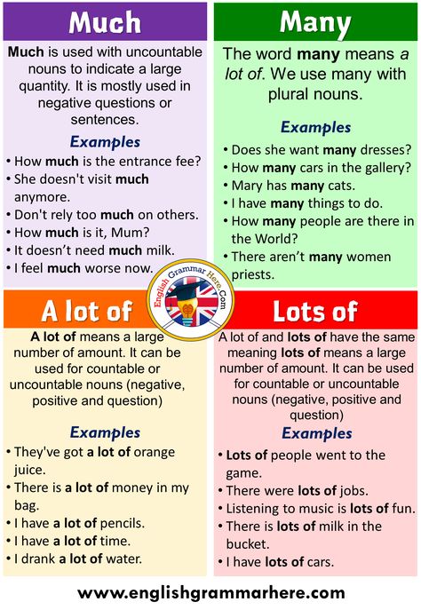 Using Many, Much, A lot of, Lots of and Example Sentences - English Grammar Here Sentence Grammar, Many Much Grammar, Should Have Grammar, Would And Used To Grammar, Has And Have Grammar Rules, If Sentences Grammar, A Lot Of Lots Of Grammar, English Grammar Rules, Teaching English Online