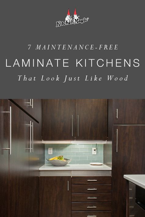 How do you feel about laminate cabinets? Do you think they are cheap, and they won’t last? Well, we think that a few bad apples have given the full bushel of laminate cabinets a bad rap. Find out why in our latest blog post! #laminatecabinets #kitchenremodel #kitchendesignideas #kitchencabinets #laminate #cabinets #kitchenremodel #kitchens Laminate For Kitchen Cabinets, Merino Laminates Kitchen, Melamine Cabinets Kitchen, Laminate Cabinets Kitchen, Laminated Kitchen Cabinets, Kitchen Laminates Design, Laminated Cabinets, Formica Cabinets, Distressed Kitchen Cabinets