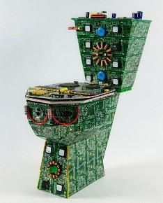 Royal Data Throne made out of printed circuit boards Cool Toilets, Waste Art, Printed Circuit Boards, Toilet Design, Old Computers, Electronic Art, Circuit Board, Toilets, Toilet Seat