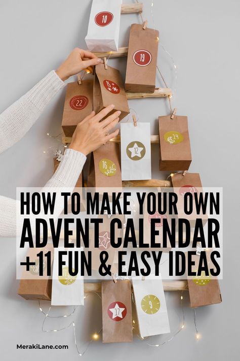 11 Easy Homemade Advent Calendars | Are you ready to count down the days until Christmas? Advent calendars have been a beloved Christmas tradition for centuries, and what better way to get you and your kids in the spirit than by making a DIY advent calendar? In this post, we share a list of tips and ideas to help you create your very own unique and memorable advent calendar with your kids or for someone special in your life like your BFF, boyfriend, or spouse. Diy Couples Advent Calendar, Ways To Make Christmas Special, Create Your Own Advent Calendar, Advent Calendar To Make, Adult Advent Calendar Ideas Diy, Advent Calendar Homemade, Couples Advent Calendar Ideas, Husband Advent Calendar, Advent Calendar Ideas Diy Boyfriend