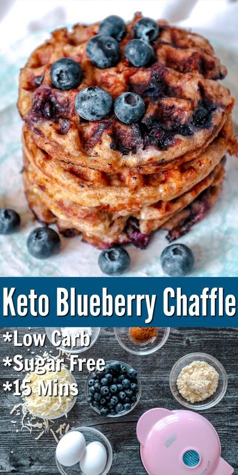 Blueberry Chaffle, Keto Blueberry, Blueberry Waffles, Waffle Maker Recipes, Clean Keto, Lazy Keto, Keto Diet List, Breakfast Low Carb, Keto Diet Breakfast