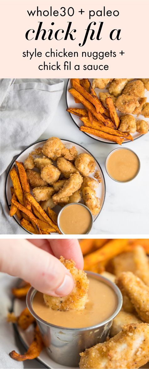 Paleo Chicken Nuggets, Paleo Snack, Whole 30 Lunch, Chick Fil A Sauce, Whole30 Chicken, Chicken Nugget Recipes, Nuggets Recipe, Whole 30 Diet, Resep Diet