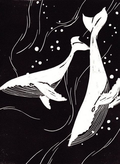 by Tricia Thatcher ポップアート ポスター, Art Printmaking, Woodcut Art, Arte Doodle, Linoleum Print, Linoleum Block Printing, Linocut Printmaking, Lino Art, Whale Art