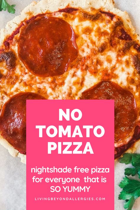 Tomato free pizza sauce is perfect for pizza night! Nightshade free, vegan, no sugar, gluten free, & nut free, it’s safe for the whole family.  #vegan #pizza #sauce #recipe #nightshadefree #tomatofree #potatofree #paleo No Red Sauce Pizza, Non Tomato Pizza Sauce, Low Histamine Pizza Sauce, No Tomato Pizza Sauce, No Tomato Sauce Pizza, Pizza No Tomato Sauce, Pizza Sauce Without Tomatoes, Pizza Sauce Substitute, Tomato Free Pizza Sauce