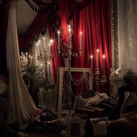 Red Royalty Aesthetic, Devilcore Aesthetic, Vampire Bedroom, Gothic Imagery, Vampire Room, Masquerade Aesthetic, Victorian Gothic Aesthetic, Victorian Vampire, Paris 1900