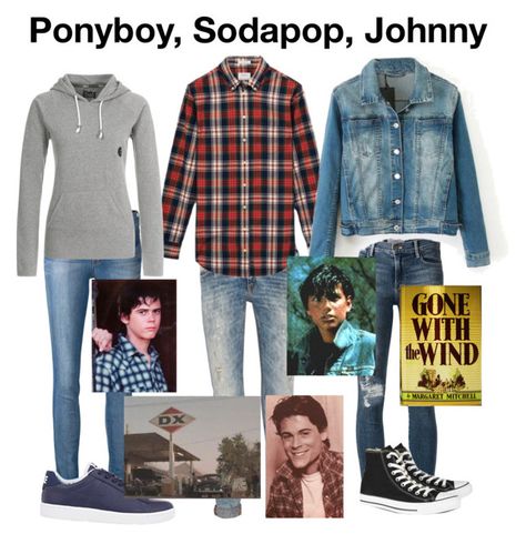 "The Outsiders-Ponyboy Curtis, Sodapop Curtis, Johnny Cade" by thefeels1456 ❤ liked on Polyvore featuring Just Cavalli, Frame Denim, Billabong, NIKE and Converse The Outsiders Clothes, Greaser Outfit, The Outsiders Ponyboy, Greaser Girl, Sodapop Curtis, The Outsiders Imagines, Johnny Cade, Outfits Polyvore, Just Cavalli