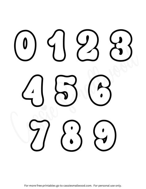 Bubble numbers 0-9 coloring page free printable pdf Cute Bubble Number Fonts, Bubble Letter Fonts Numbers, Number Bubble Letters, Bubble Writing Numbers, Bubble Font Numbers, Bubble Numbers 1-10 Font, Bubble Fonts Alphabet Graffiti, Bubble Handwriting, Number Cutouts