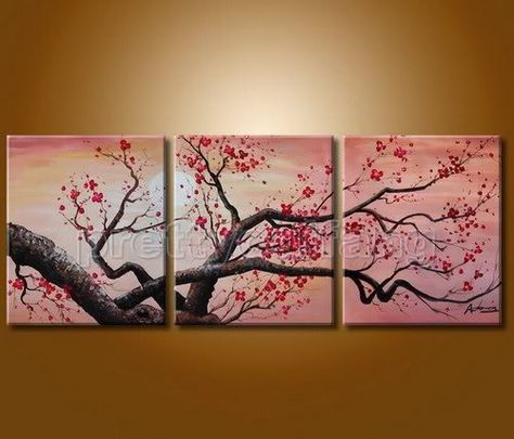 Cherry Blossom Wall Art, Huge Wall Art, Cherry Blossom Painting, Branch Art, Cherry Blossom Art, Cherry Trees, Deco Nature, Blossoms Art, Simple Acrylic Paintings