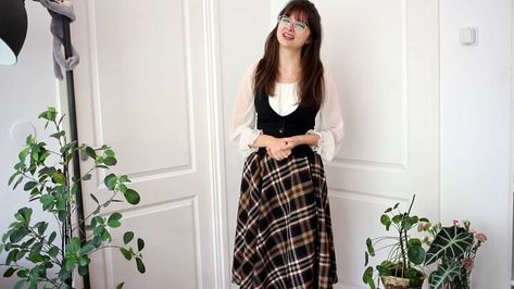 Learn How to Rock a Peasant Blouse With These Five Different Styles | Upstyle White Peasant Blouse, Peasant Shirt, Nice Belts, Black Midi Skirt, Pinafore Dress, Rock A, Peasant Blouse, Plaid Skirts, How To Style