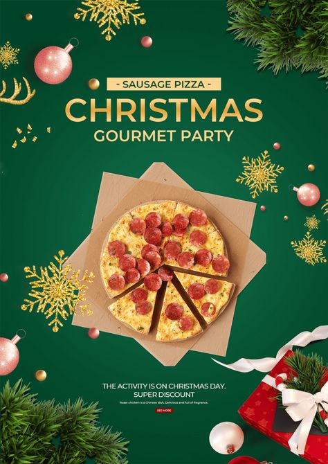 Christmas Food Party Pizza Promotional Campaign Poster#pikbest#templates Christmas Ads Social Media, Christmas Food Poster, Christmas Food Party, Pizza Twists, Christmas Pizza, Christmas Ads, Gourmet Christmas, Party Pizza, Creative Pizza