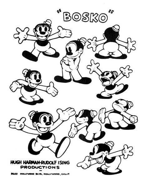 Bosko Cartoon Ideas Character Design, 30s Cartoons Style, 40s Cartoon, 1930s Cartoons, Old Cartoon Characters, Twitter Art, Animated Cartoon Characters, Cartoon Style Drawing, Character Model Sheet