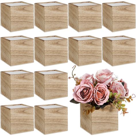 PRICES MAY VARY. Convenient Package: you will receive 12 pieces of wood boxes for centerpieces and 12 pieces of removable foam blocks liners, which can meet your needs for DIY projects, centerpiece display and farmhouse decorations, decorating your room Proper Size to Use: the wooden planter boxes measure about 4 x 4 x 4 inches/ 10.2 x 10.2 x 10.2 cm, and 0.47 inches in thickness, and the craft foam block is about 3.5 x 3.5 x 2 inches; It can easily be put on the table, windowsill, shelf and cou Centerpieces For Banquet Table, Center Pieces For Baby Shower Boho, Demon Slayer Centerpieces, 80th Birthday Table Centerpieces, Fall Party Centerpieces For Table, Fall Bridal Shower Centerpieces, Garden Party Centerpieces, Diy Flower Centerpieces, Simple Baby Shower Centerpieces