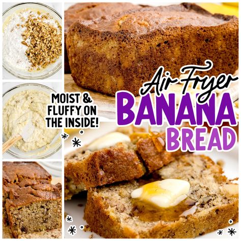 Banana Air Fryer Recipes, Banana Bread 2 Bananas, Banana Air Fryer, Air Fryer Banana Bread, Air Fryer Banana, Bisquick Recipes, Easy Air Fryer, Air Fryer Healthy, Ripe Bananas