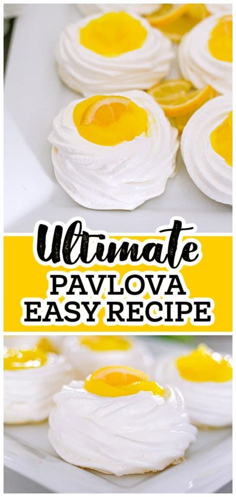 Experience the delight of homemade Easy Pavlova. With its soft marshmallow & crispy meringue, this elegant pavlova recipe is heavenly! Easy Pavlova Recipe Simple, Christmas Deserts Elegant, Mini Pavlova Recipe, Easy Pavlova Recipe, Pavlova Easy, Easy Pavlova, Pavlova Recipes, Easy Meringue Recipe, Marshmallow Dessert