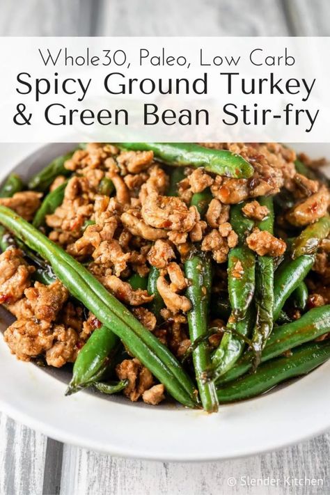 Ground Turkey And Green Beans, Spicy Stir Fry Sauce, Turkey And Green Beans, Spicy Stir Fry, فاصوليا خضراء, Wraps Recipes, Cibo Asiatico, Easy Stir Fry, Resep Diet