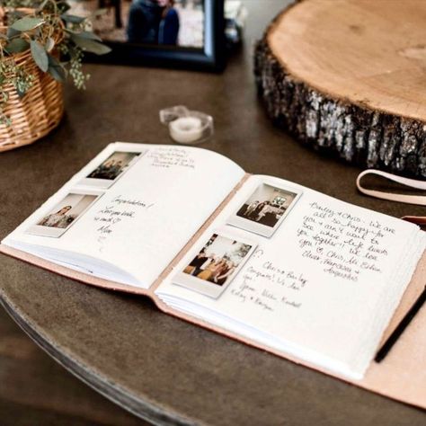 The perfect guest book for guests to put their photo in and then write a special message to the happy couple! Kdp Ideas, Photo Wedding Guest Book, Wedding Polaroid, Leather Guest Book, Wedding Diys, Handmade Photo Albums, Title Pages, Polaroid Guest Book, Wedding Concept