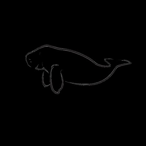 Mini Manatee Tattoo, Simple Aquatic Tattoo, Manatee Line Drawing, Fine Line Manatee Tattoo, Simple Manatee Drawing, Small Manatee Tattoo, Dugong Tattoo, Manatee Tattoo Ideas, Simple Manatee Tattoo