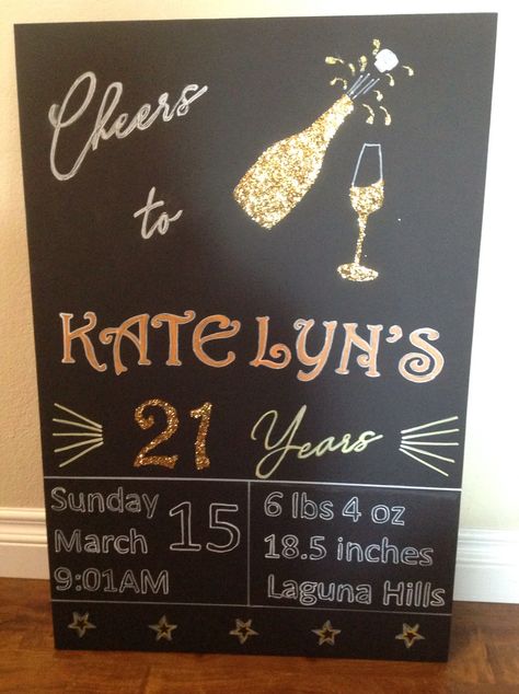 21st Birthday Chalkboard Ideas, Daughters 21st Birthday, Birthday 21, Daughter 21st, Birthday 21st, 21st Bday Ideas, 21st Birthday Decorations, Chalkboard Ideas, Happy 21st Birthday