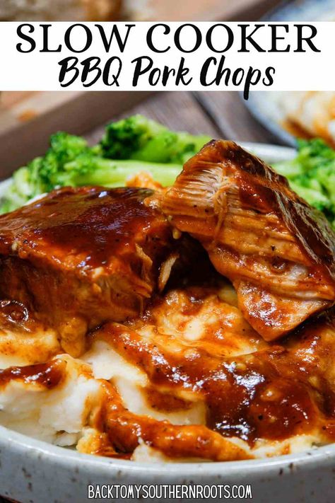 Discover the ease of making tender BBQ pork chops in your slow cooker. Perfect for busy days! Click for the recipe and transform your meals. #ad #sponsoredpost #USAPork #IowaPork Bbq Pork Chops Crock Pot, Slow Cooker Bbq Pork Chops, Barbecue Pork Chops, Pork Chop Recipes Crockpot, Slow Cooker Recipes Pork, Bbq Pork Chops, Easy Pork Chops, Pastas Recipes, Easy Pork Chop Recipes