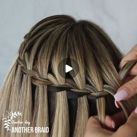 Trendafilka Kirova | Short tutorial for waterfall braid. . . . . . . . . . #dutchbraids #hairtutorial #beyondtheponytail #americansalon #hairvideo #waterfallb... | Instagram Hair Styles Waterfall, Waterfall Braid Short Hair Tutorial, Braided Hairstyles For Shorter Hair, Easy Braids Short Hair Tutorials, Cascade Braid Tutorial, 1500 Hairstyles, Waterfall Braid Tutorial Video, Easy Braid Long Hair, Hair Braid For Short Hair