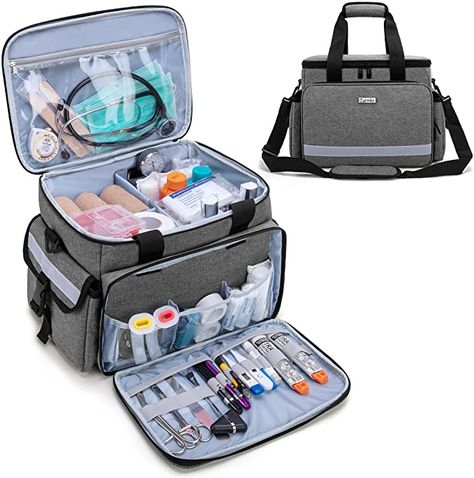 Amazon.com: CURMIO Emergency Medical Supplies Bag Empty, Home Health Aid Bag with Shoulder Strap and 2 Detachable Dividers for Nurse, Physical Therapists, Doctors, Home Health Staffs, Gray (Bag ONLY) : Health & Household Emergency Medical Kit, Nurse Supplies, First Aid Bag, Disney Baby Clothes, Sacs Design, Medical Bag, Nurse Bag, Medical Kit, Emergency Supplies