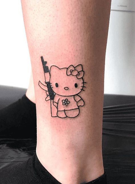 Hello Kitty Tattoo. Hello Kitty Inspired Tattoo, Hello Kitty Mehndi Design, Tattoo Ideas Female Hello Kitty, Tatuajes Hello Kitty, Tatuajes Hello Kitty Tattoos, Rhea Tattoo, Hello Kitty Matching Tattoos, Tattoo Ideas Hello Kitty, Matching Hello Kitty Tattoos