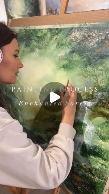 Wild Painting Ideas, Unique Landscape Paintings, Enchanted Forest Painting Acrylic, Jenni Inberg Art, Acrilic Paintings For Beginners, How To Paint Landscapes, Enchanted Forest Painting, Acrylic Paint Tutorial, Abstract Forest Painting