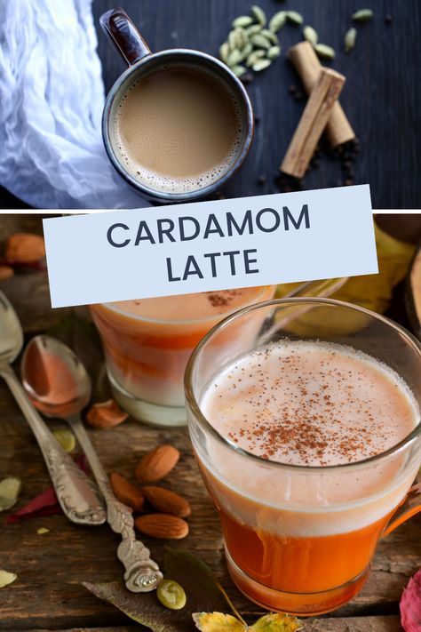 Experience spiced elegance with our Cardamom Latte! This aromatic latte, infused with the exotic flavor of cardamom, is a warm and comforting delight. Elevate your coffee game with this cup of spiced bliss. #Cardamom #Latte Cardamom Latte, Cardamon Recipes, Cardamom Coffee, Cardamom Tea, Cardamom Recipe, Vegan Latte, Ayurvedic Recipes, Seasonal Drinks, Coffee Games