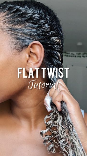 Simple Twist Out Natural Hair, Two Strand Twist With Flat Twist, 2 Flat Twist On Natural Hair, Twist To Scalp Hairstyles, Flat Twist On Relaxed Hair, Flat Twist Ponytail Hairstyles, Flat Twist Tutorial Step By Step, Twist Sets On Natural Hair, How To Twist Your Hair