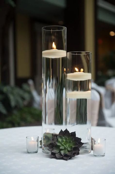 Wedding Centerpieces Candles, Centerpieces Candles, Floating Candle Centerpieces Wedding, Succulent Wedding Decor, Succulent Wedding Centerpieces, Floating Candles Wedding, Succulent Centerpiece, Succulent Ideas, Floating Candle Centerpieces