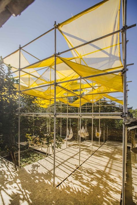 Gallery of Temporary Gallery in Shichengzi Village / Fuyingbin Studio - 9 Scaffolding Design, Bühnen Design, Temporary Architecture, Urban Intervention, Temporary Structures, Shade Structure, Festival Design, Scaffolding, Stage Design