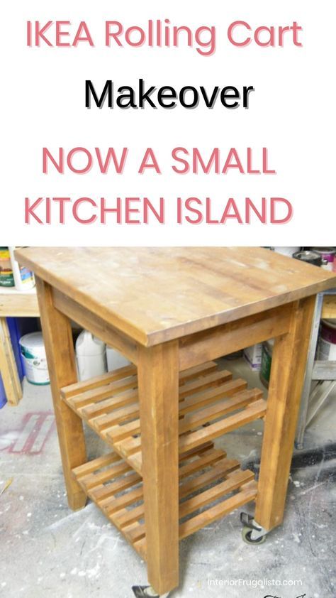 Diy Mini Kitchen Island, Small Kitchen Cart Ideas, Small Kitchen Carts On Wheels, Butchers Block Island On Wheels, Kitchen Island Cart Ideas, Ikea Trolley Hack, Ikea Butcher Block Island, Kitchen Islands For Small Spaces, Small Butcher Block Island