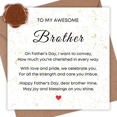 Happy Fathers Day Message, Card For Brother, Fathers Day Poems, Father's Day Message, Fathers Day Card, Paper Envelope, Father's Day Card, Happy Father's Day, Paper Envelopes