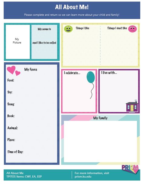 Use the All About Me form - a simple and fun form completed by families to learn more about infants and toddlers! All About Me Infant Template, Infant All About Me Printable, All About Me For Infants, All About Me Infant Activities, All About Me Activities For Infants, All About Me Infant Theme, Orientation Activities, Eylf Learning Outcomes, Daycare Printables