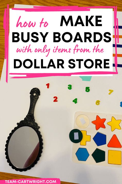 DIY Cardboard Busy Boards for Toddlers - Team Cartwright Montessori Board Diy, Boards On A Budget, Busy Board Ideas, Child Care Center Design, Young Toddler Activities, Montessori Board, Baby Sensory Board, Diy Busy Board, Diy Sensory Board