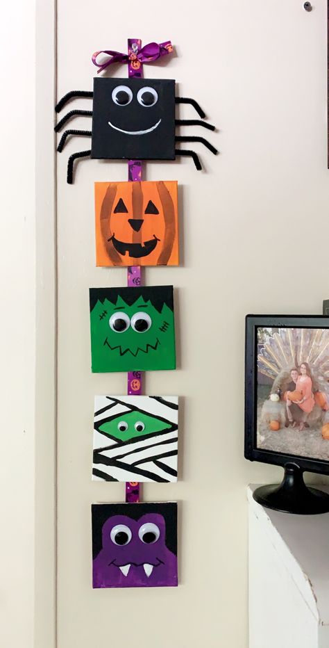 Bricolage D'halloween, Halloween Classroom Decorations, Bricolage Halloween, Halloween Crafts Preschool, Halloween Decorations For Kids, Halloween Wood Crafts, Homemade Halloween Decorations, Halloween Arts And Crafts, Halloween Classroom