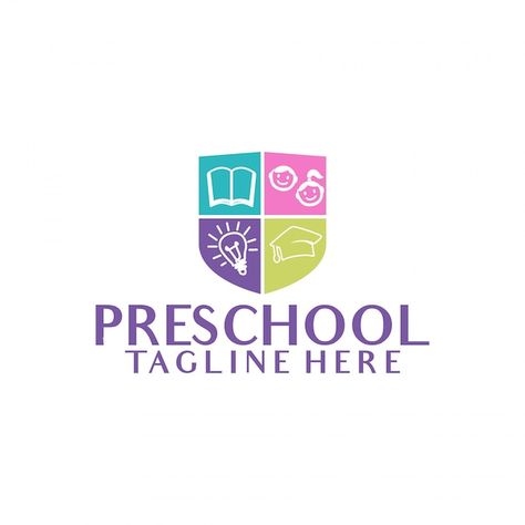 Preschool logo | Premium Vector #Freepik #vector #kids-color #preschool-logo #kindergarten-logo #playgroup Primary School Logo Design Ideas, Preschool Logo Design Ideas, School Logo Ideas, Kindergarten Logo Design, Montessori Logo, Logo Kindergarten, Daycare Logo Design, Color Preschool, Childrens Logo