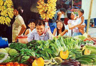 MARKET SCENE PAINTING | dante hipolito | Flickr Market Scene Painting, Scene Writing, Market Scene, Myanmar Art, Filipino Art, Scene Painting, Philippine Art, People Pictures, Street Vendor