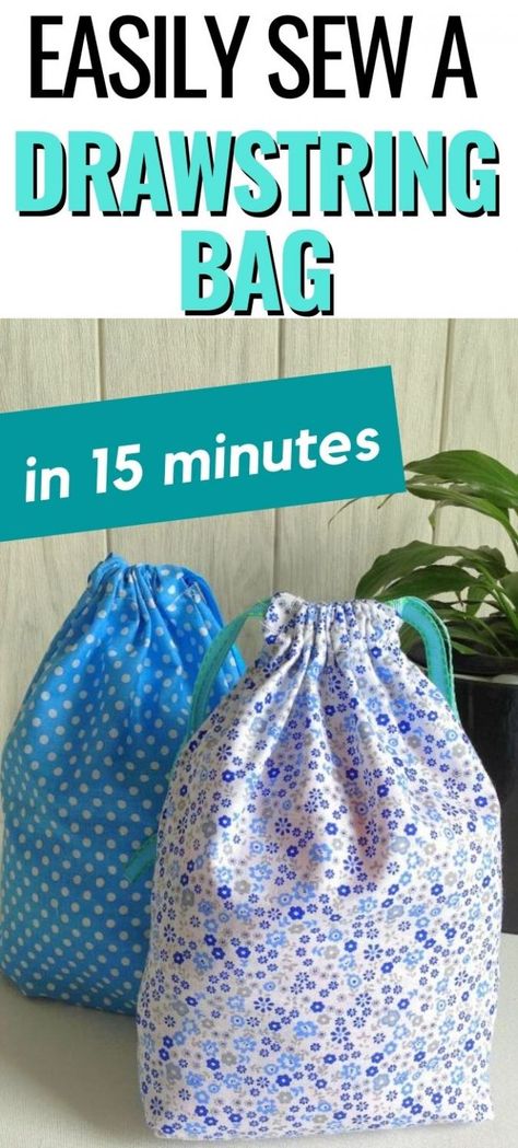 Learn how to sew a drawstring bag in 10 minutes with this easy sewing project. This DIY bag sewing tutorial has just a few straight line stitches and can be done even by a beginner seamstress. They can be great for organizing your little things and can be great as handmade gifts too. #sewingpattern #easysewingproject #sewingtutorial #beginnerpattern #freepattern #sewingideas #easythingstosew #drawstringbagdiy #drawstringbagtutorials #drawstringbagdiyeasy #drawstringbagpattern #... Sew A Drawstring Bag, Make A Drawstring Bag, Drawstring Bag Diy, Drawstring Bag Tutorials, Drawstring Bag Pattern, Diy Sewing Tutorials, Sewing Machine Projects, Beginner Sewing Projects Easy, Small Sewing Projects